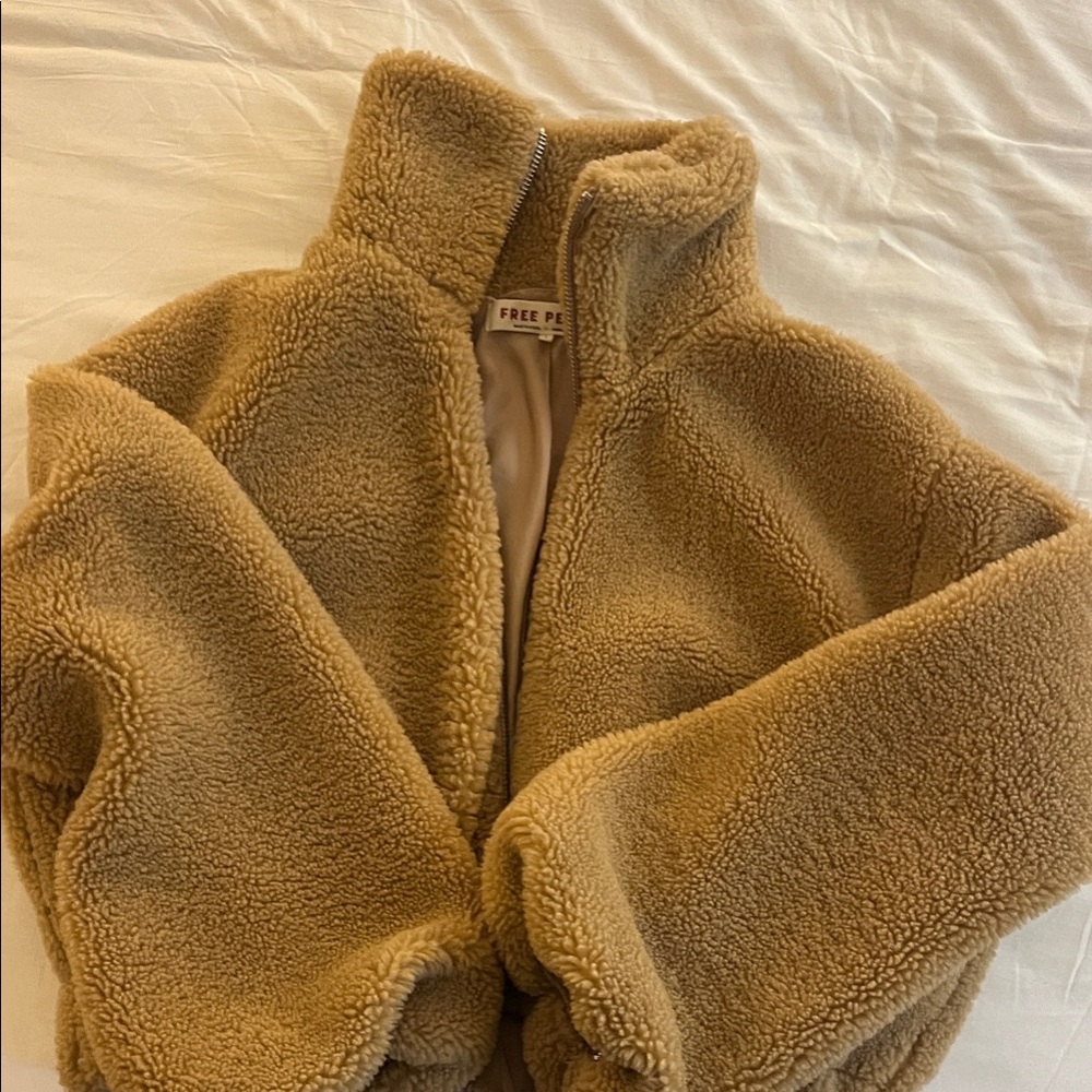 Free People Camel Sherpa Jacket